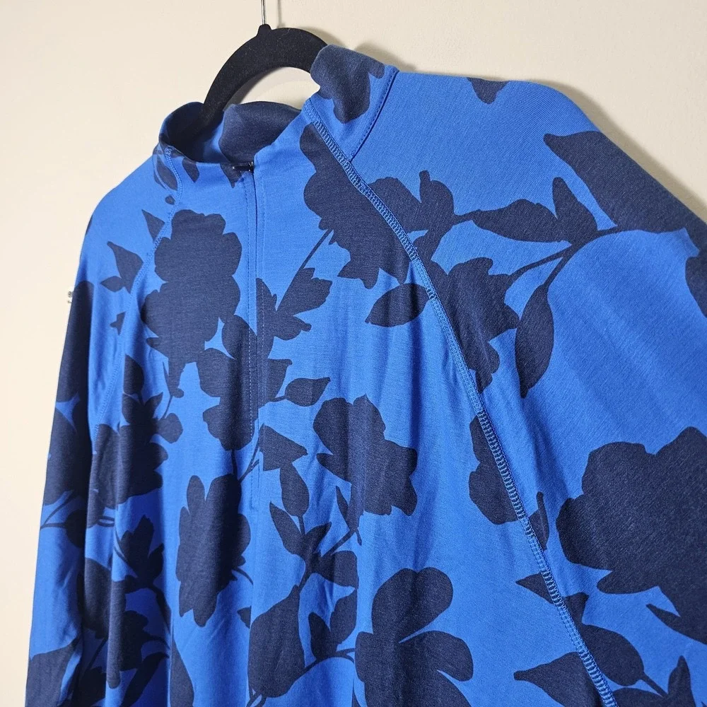 NWT G/Fore GFore 1/4 Zip Pullover Racer Blue Floral Long‎ Sleeve Golf Men's XXL